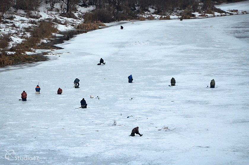 Зимняя рыбалка на реке Сосна в городе Ельц Липецкой области
